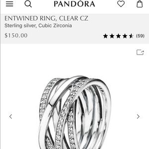 PANDORA RING Entwined Ring, Clear CZ